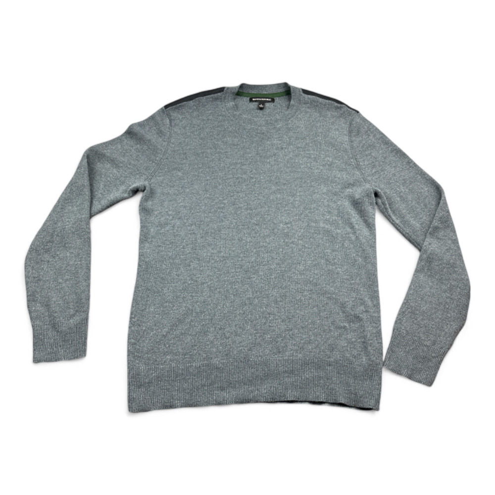 Banana Republic Sweater Adult MEDIUM Gray Merino Wool Blend Pullover Extra Fine